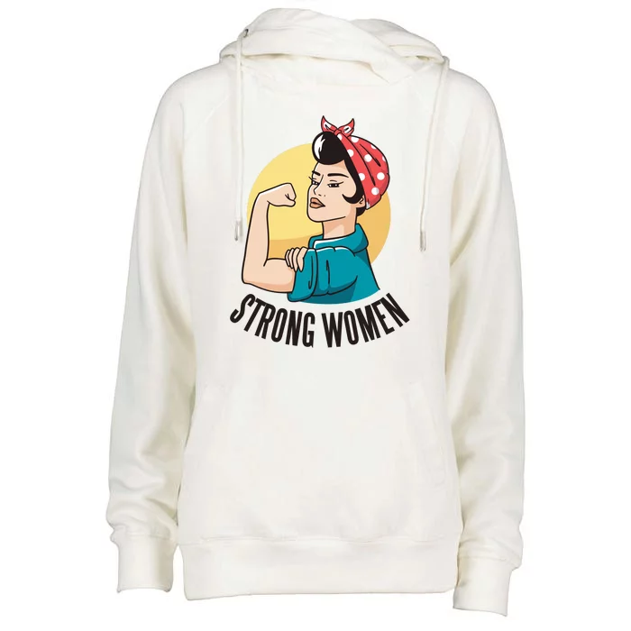 Strong Female Womens Funnel Neck Pullover Hood