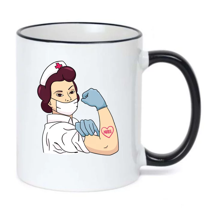 Strong Female Nurse Black Color Changing Mug