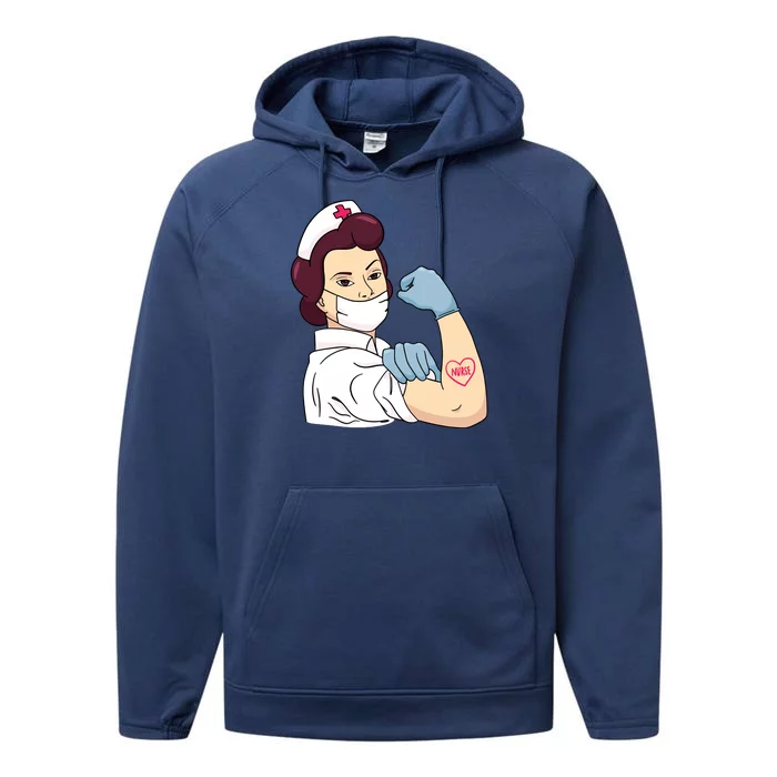 Strong Female Nurse Performance Fleece Hoodie