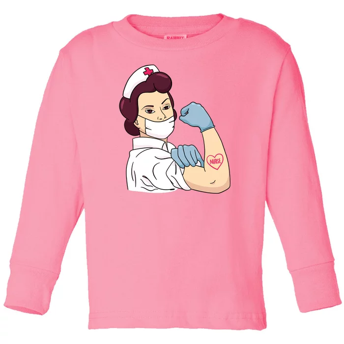 Strong Female Nurse Toddler Long Sleeve Shirt