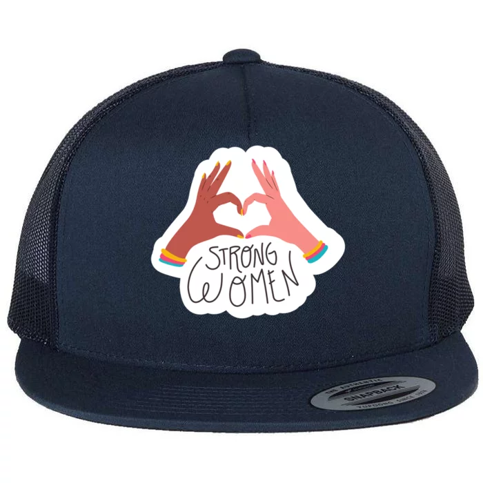 Strong Women Heart Flat Bill Trucker Hat