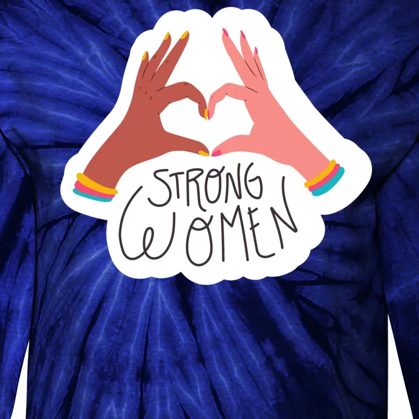 Strong Women Heart Tie-Dye Long Sleeve Shirt