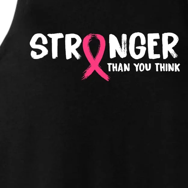 Stronger Than You Think Breast Cancer Ribbon Ladies Tri-Blend Wicking Tank