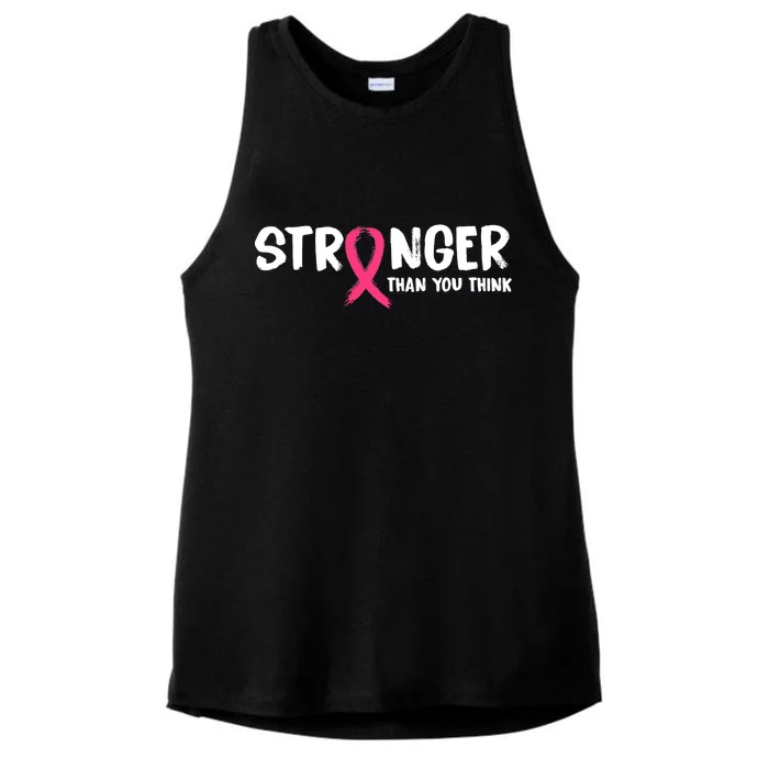 Stronger Than You Think Breast Cancer Ribbon Ladies Tri-Blend Wicking Tank