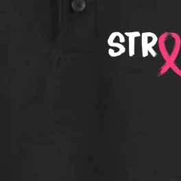 Stronger Than You Think Breast Cancer Ribbon Dry Zone Grid Performance Polo