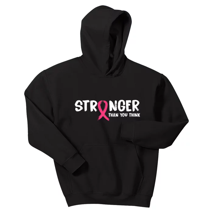 Stronger Than You Think Breast Cancer Ribbon Kids Hoodie