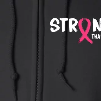 Stronger Than You Think Breast Cancer Ribbon Full Zip Hoodie