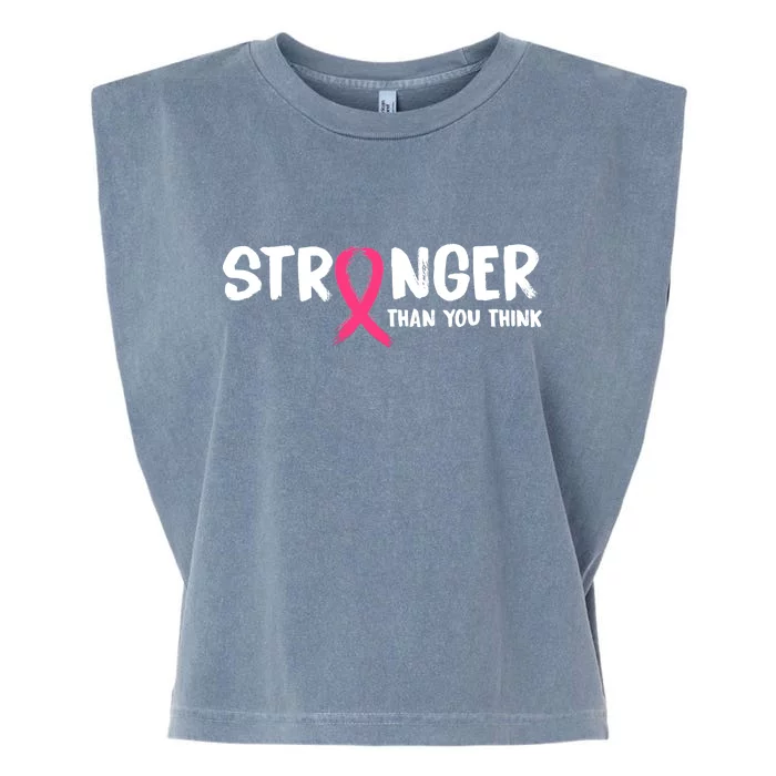 Stronger Than You Think Breast Cancer Ribbon Garment-Dyed Women's Muscle Tee