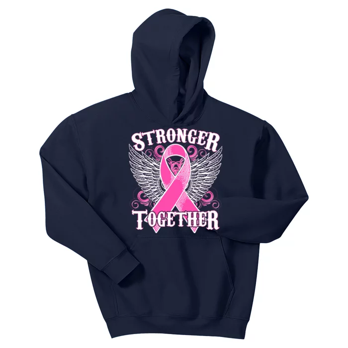 Stronger Together Support Breast Cancer Awareness Kids Hoodie