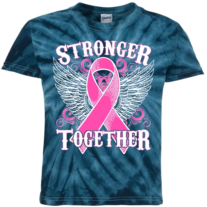 Stronger Together Support Breast Cancer Awareness Kids Tie-Dye T-Shirt