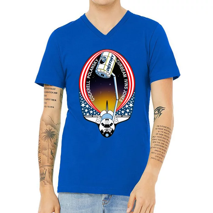 STS-98 Mission Patch Space Shuttle Atlantis V-Neck T-Shirt