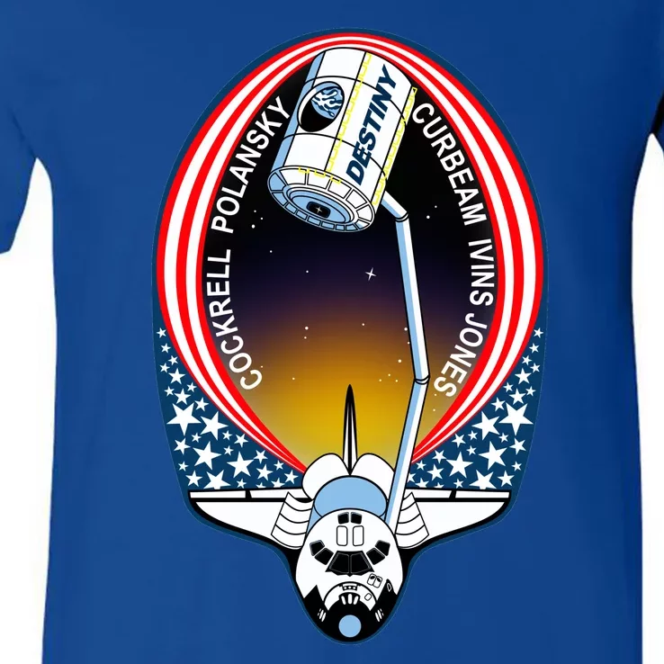 STS-98 Mission Patch Space Shuttle Atlantis V-Neck T-Shirt