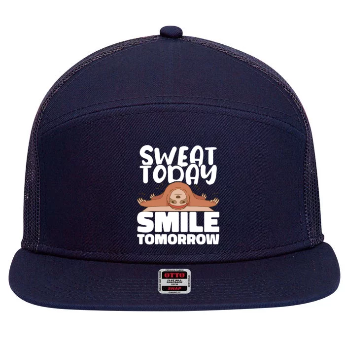 Sweat Today Smile Tomorrow Yoga Instructor Meditation Yoga Gift 7 Panel Mesh Trucker Snapback Hat