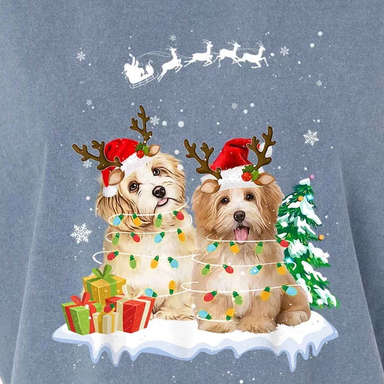 Shih Tzu Santa Christmas Tree Light Pajama Dog Xmas Gift Garment-Dyed Women's Muscle Tee