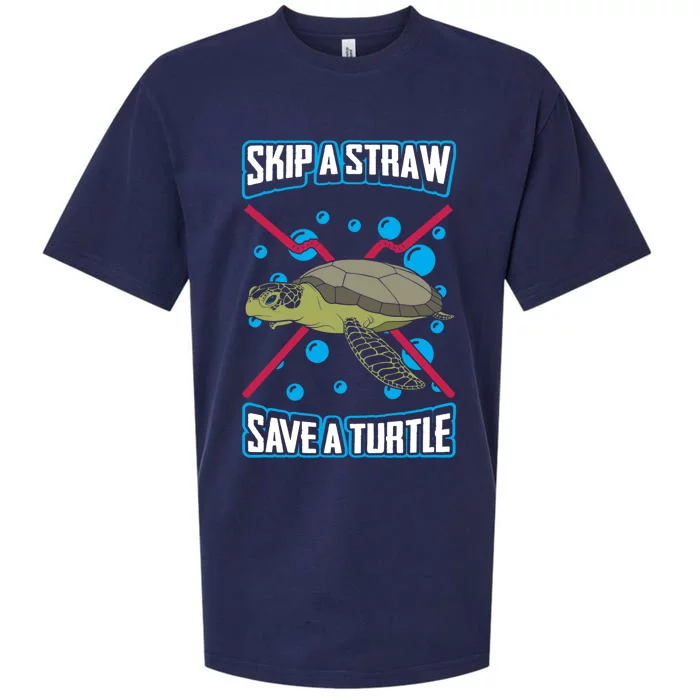 Skip The Straw Save A Turtle Clean Oceans Gift Sueded Cloud Jersey T-Shirt