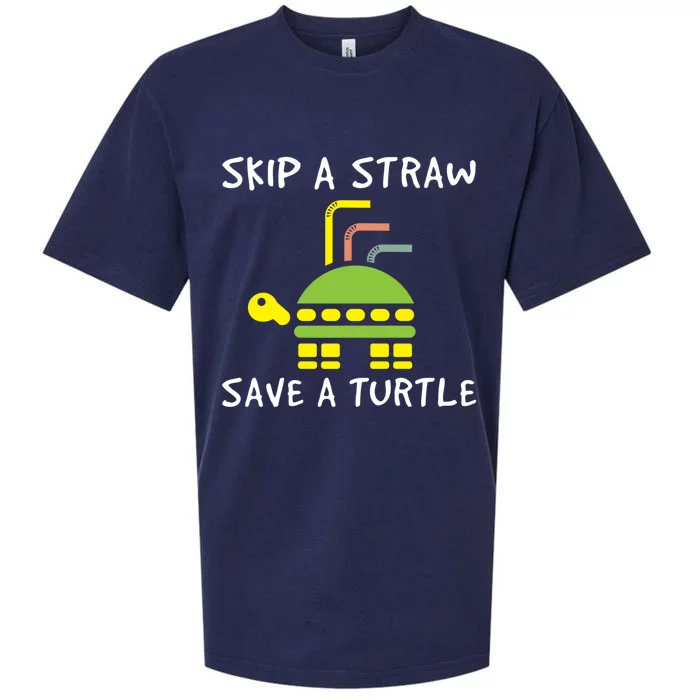 Skip The Straw Save A Turtle Funny Gift Sueded Cloud Jersey T-Shirt