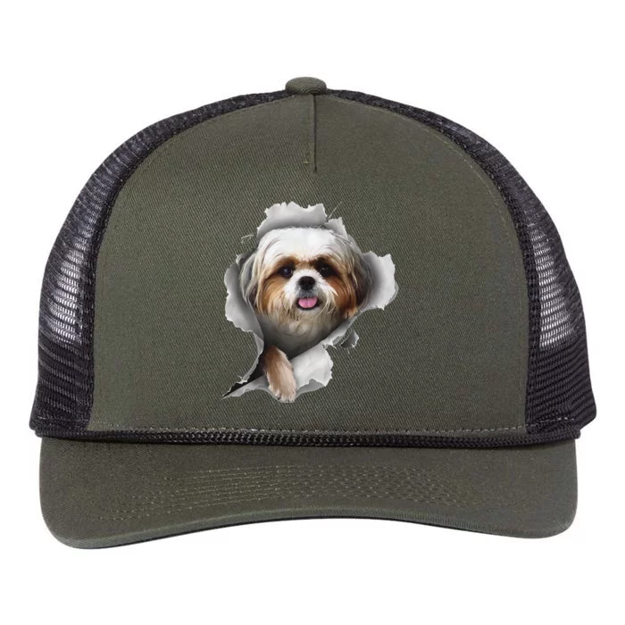 Shih Tzu Shih Tzu Dog Gift Shih Tzu Lover Retro Rope Trucker Hat Cap