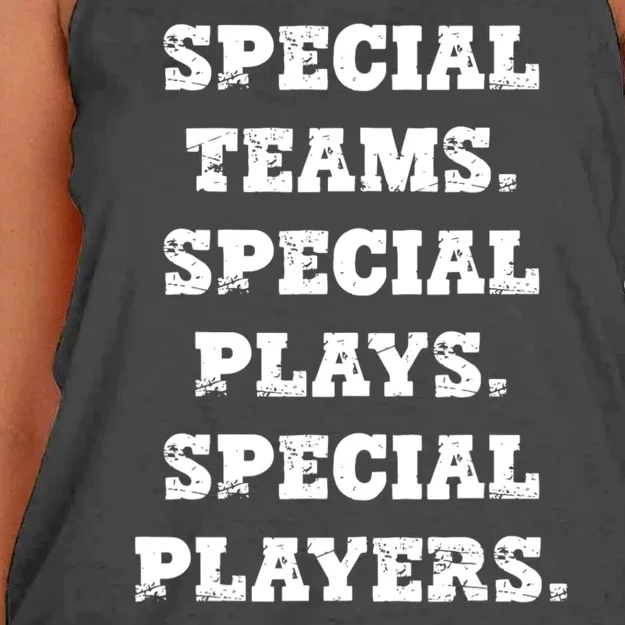 Special Teams Special Plays Special Players Funny Women's Knotted Racerback Tank