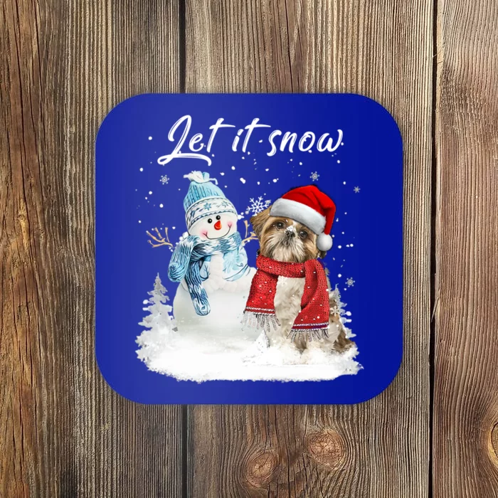 Shih Tzu Santa Dog Christmas Snow Xmas Pajama Funny Gift Coaster