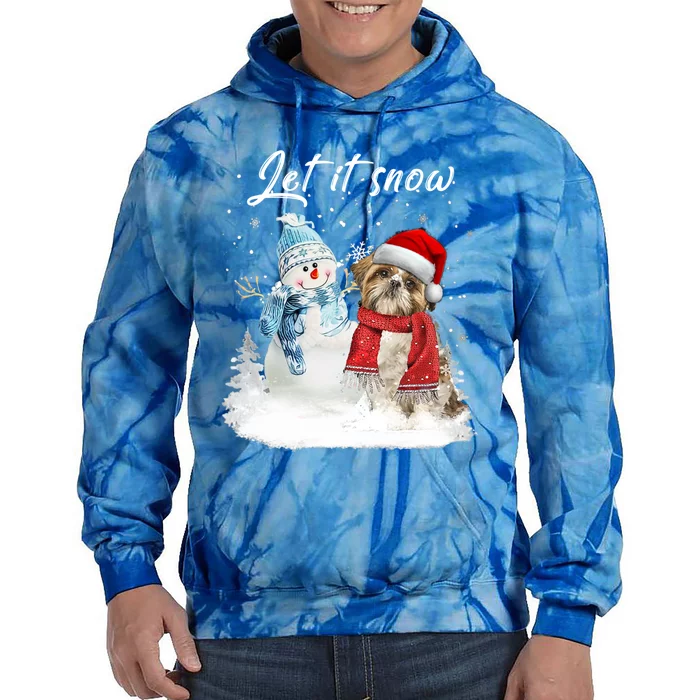 Shih Tzu Santa Dog Christmas Snow Xmas Pajama Funny Gift Tie Dye Hoodie