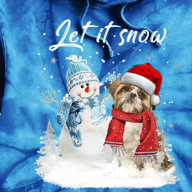 Shih Tzu Santa Dog Christmas Snow Xmas Pajama Funny Gift Tie Dye Hoodie