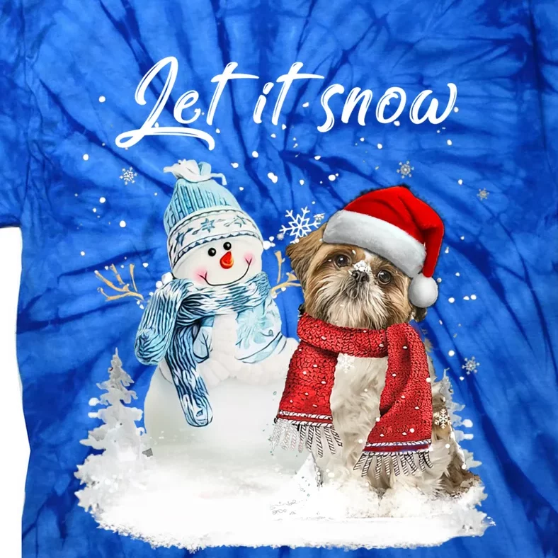 Shih Tzu Santa Dog Christmas Snow Xmas Pajama Funny Gift Tie-Dye T-Shirt