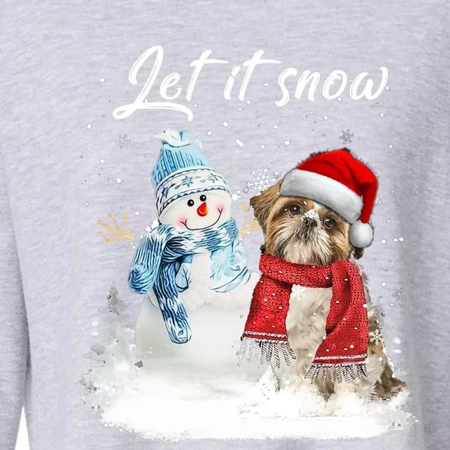 Shih Tzu Santa Dog Christmas Snow Xmas Pajama Funny Gift Cropped Pullover Crew