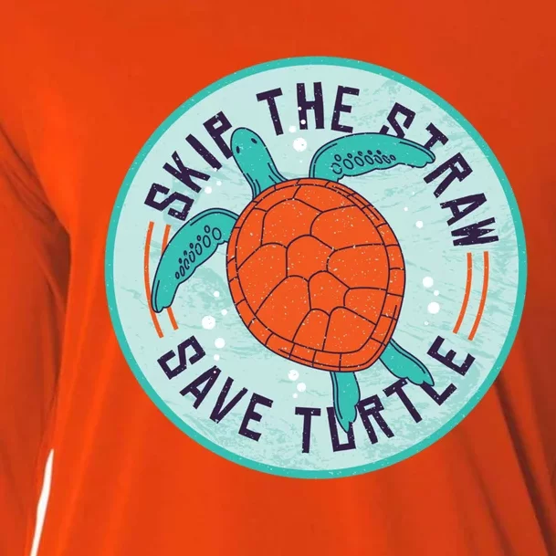 Skip The Straw Save Turtle Ocean Lover Meaningful Gift Cooling Performance Long Sleeve Crew