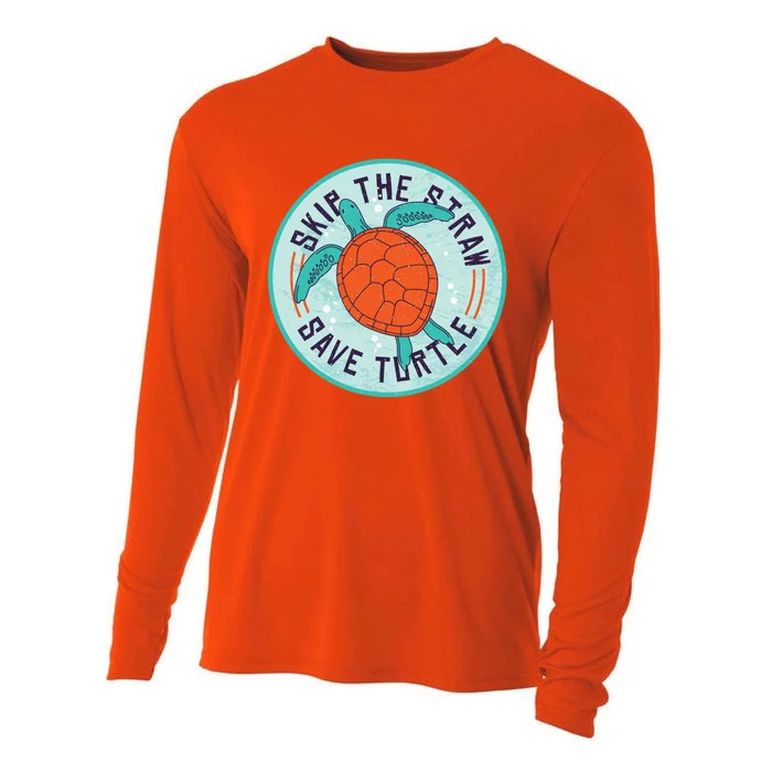 Skip The Straw Save Turtle Ocean Lover Meaningful Gift Cooling Performance Long Sleeve Crew