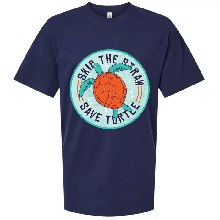 Skip The Straw Save Turtle Ocean Lover Meaningful Gift Sueded Cloud Jersey T-Shirt