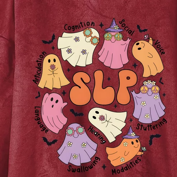 Speech Therapy Slp Ghost Halloween Hooded Wearable Blanket