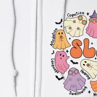 Speech Therapy Slp Ghost Halloween Full Zip Hoodie