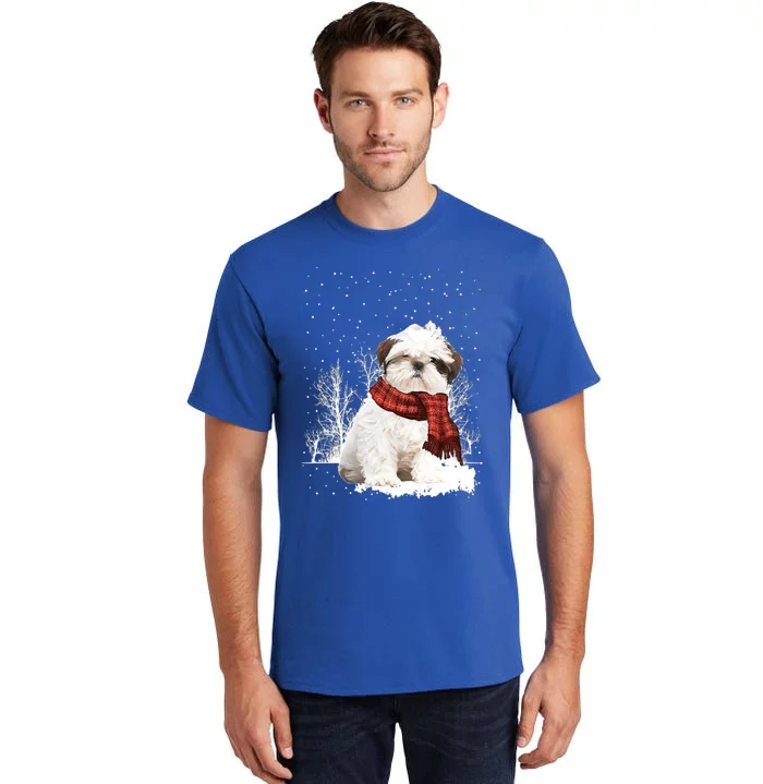 Shih Tzu Snow Scarf Dogs Xmas Christmas Shih Tzu Lover Funny Gift Tall T-Shirt