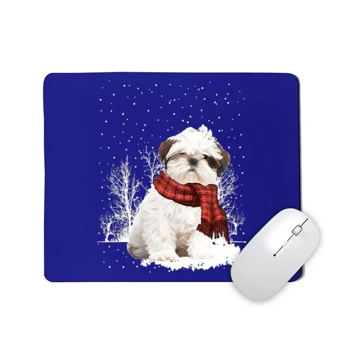 Shih Tzu Snow Scarf Dogs Xmas Christmas Shih Tzu Lover Funny Gift Mousepad