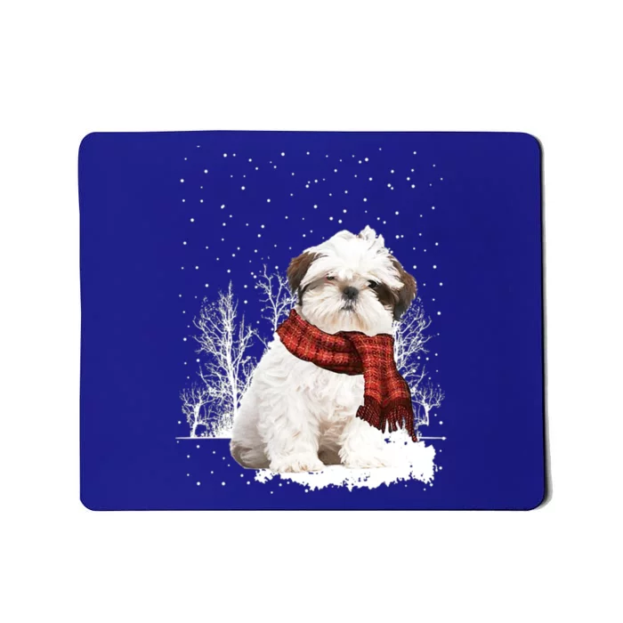 Shih Tzu Snow Scarf Dogs Xmas Christmas Shih Tzu Lover Funny Gift Mousepad