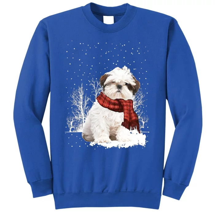 Shih Tzu Snow Scarf Dogs Xmas Christmas Shih Tzu Lover Funny Gift Tall Sweatshirt