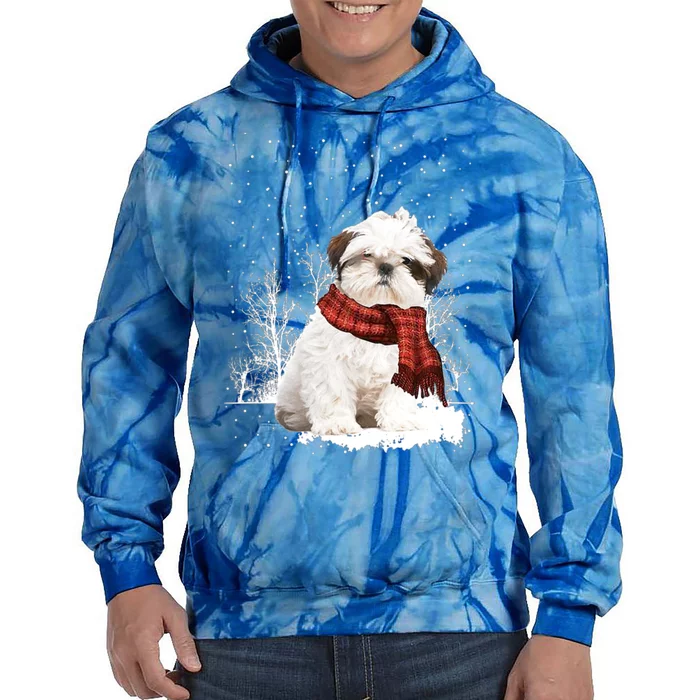 Shih Tzu Snow Scarf Dogs Xmas Christmas Shih Tzu Lover Funny Gift Tie Dye Hoodie