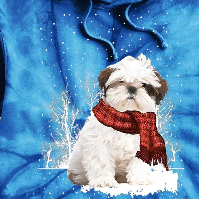 Shih Tzu Snow Scarf Dogs Xmas Christmas Shih Tzu Lover Funny Gift Tie Dye Hoodie