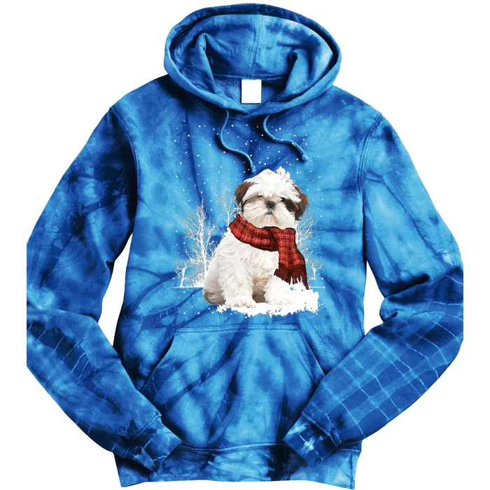 Shih Tzu Snow Scarf Dogs Xmas Christmas Shih Tzu Lover Funny Gift Tie Dye Hoodie