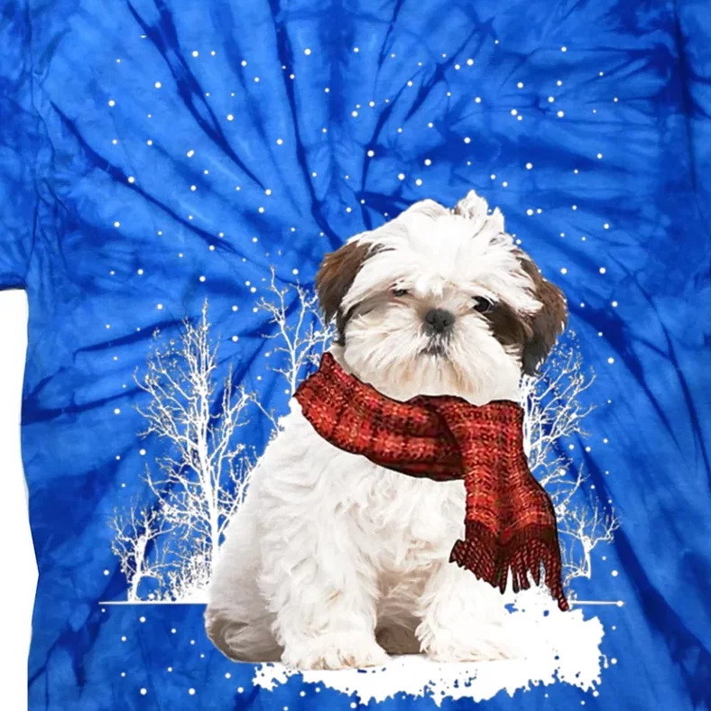 Shih Tzu Snow Scarf Dogs Xmas Christmas Shih Tzu Lover Funny Gift Tie-Dye T-Shirt