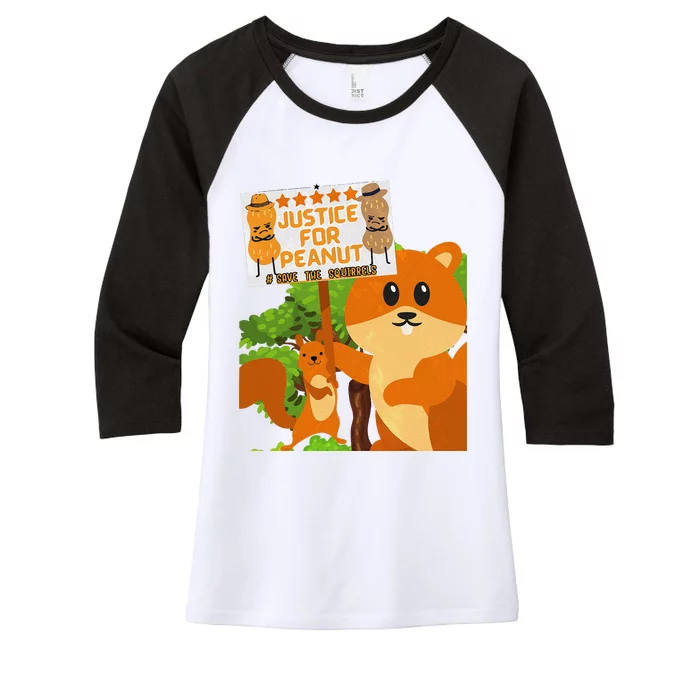 Save The Squirrels Justice For Peanut Pnut Peanut Squirrel Women's Tri-Blend 3/4-Sleeve Raglan Shirt