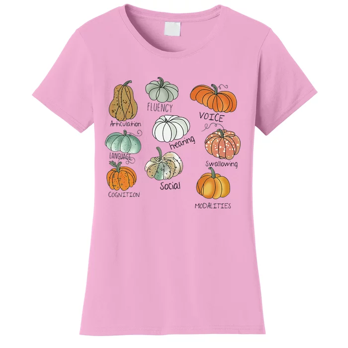 Speech Therapy Squad Pumpkin Fall Halloween Thanksgiving SLP Women's T-Shirt