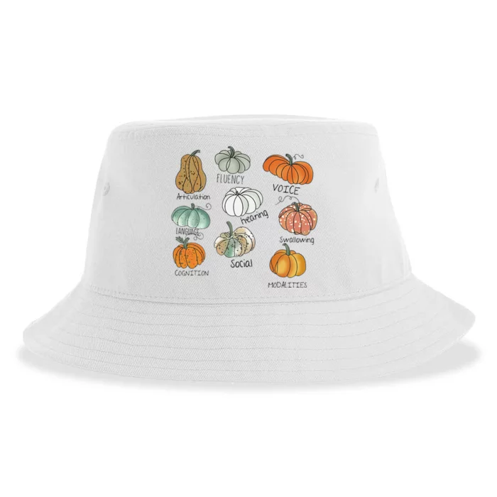 Speech Therapy Squad Pumpkin Fall Halloween Thanksgiving SLP Sustainable Bucket Hat