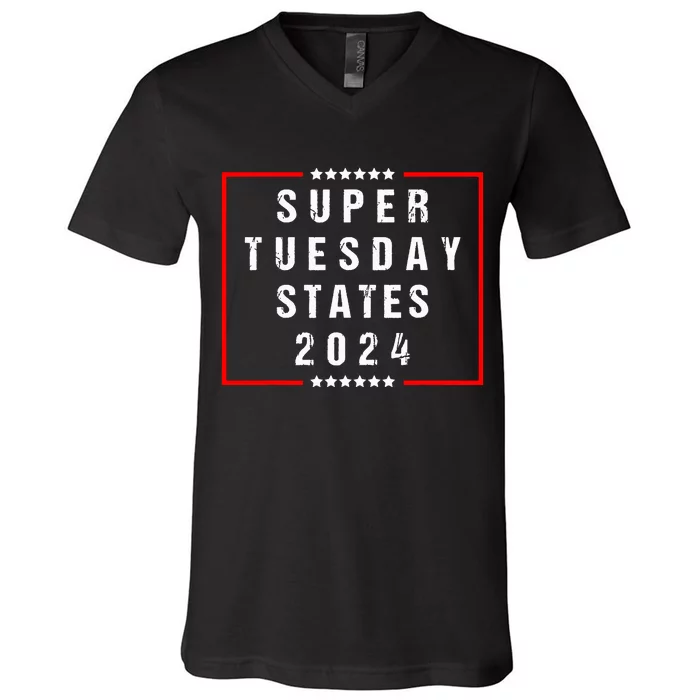 Super Tuesday States 2024 Vote American Elections V-Neck T-Shirt