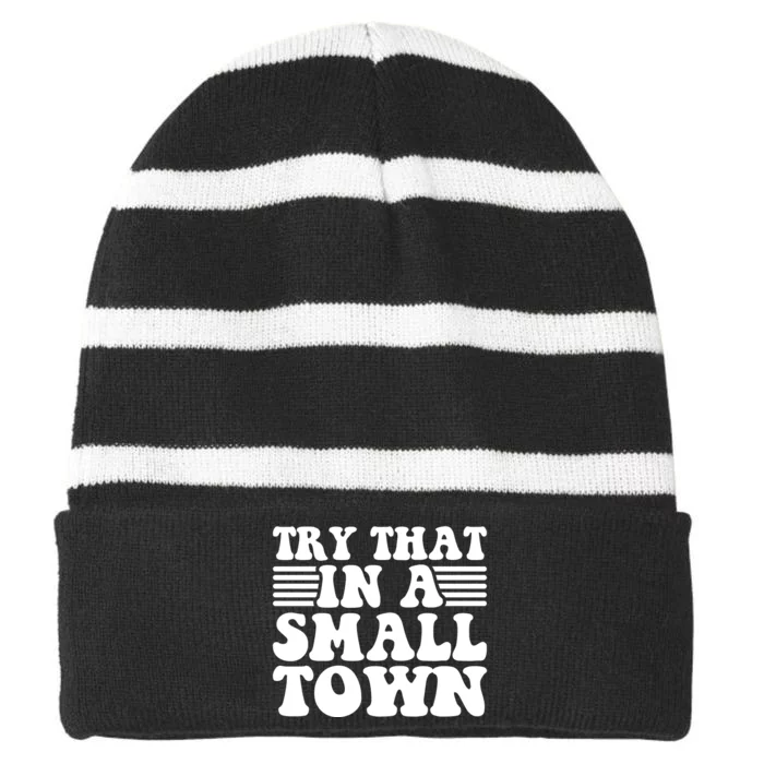 Small Town Striped Beanie with Solid Band