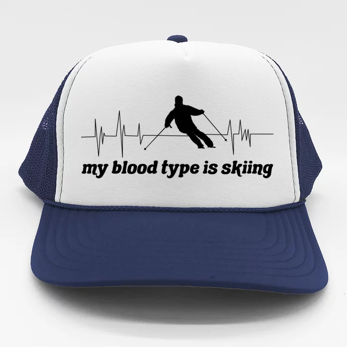 Ski Trip Skiing Heartbeat Gift Trucker Hat