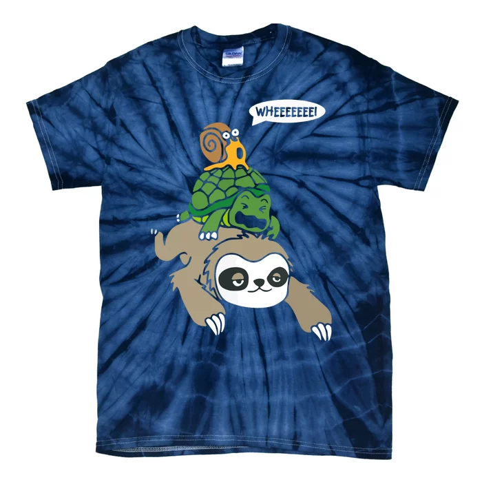 Sloth Turtle Snail Piggyback Animal Running Wild Tee Tie-Dye T-Shirt