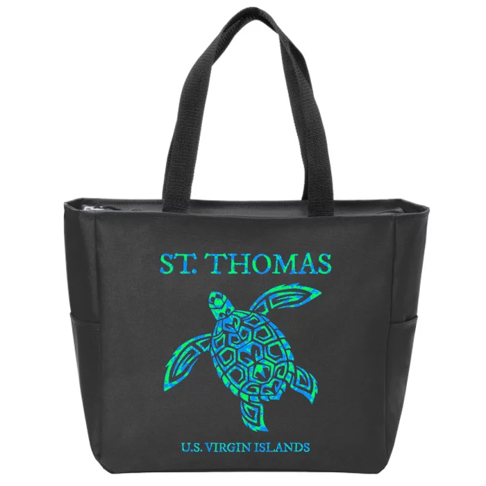 St Thomas Sea Turtles Usvi Vacation Souvenir Zip Tote Bag