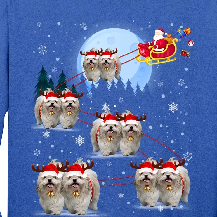 Shih Tzu Santa Reindeer Sleigh Santa Hat Christmas Gift Long Sleeve Shirt