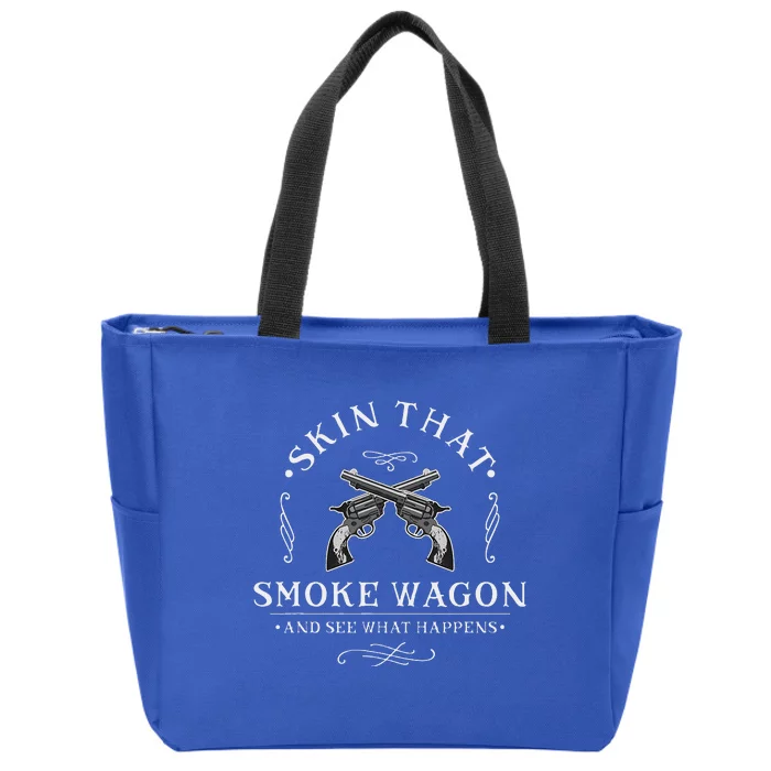 Skin That Smoke Wagon Western Distressed Revolver Cowboy Zip Tote Bag